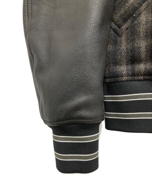 PAUL SMITH（ポールスミス）Paul Smith (ポールスミス) ウールチェックフライトジャケット ブラウン×ブラック サイズ:Mの古着・服飾アイテム