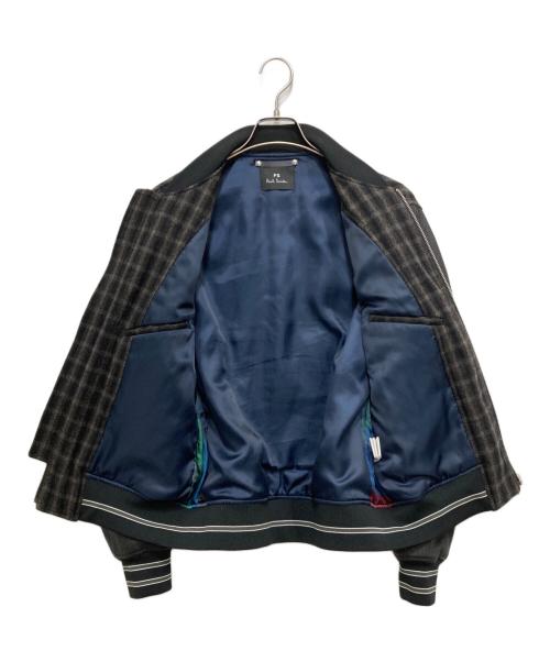 PAUL SMITH（ポールスミス）Paul Smith (ポールスミス) ウールチェックフライトジャケット ブラウン×ブラック サイズ:Mの古着・服飾アイテム