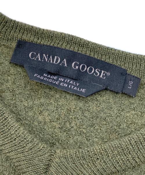 CANADA GOOSE（カナダグース）CANADA GOOSE (カナダグース) Mcleod V Neck Sweater オリーブ サイズ:Lの古着・服飾アイテム
