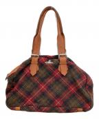 Vivienne Westwoodヴィヴィアンウエストウッド）の古着「Check Tweed Boston Bag」｜レッド×ブラウン