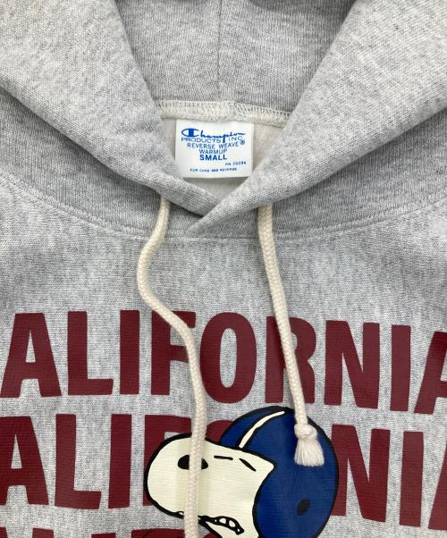 Champion（チャンピオン）Champion (チャンピオン) PEANUTS (ピーナッツ) フーデッドスウェットシャツ 25FW リバースウィーブ グレー サイズ:Sの古着・服飾アイテム