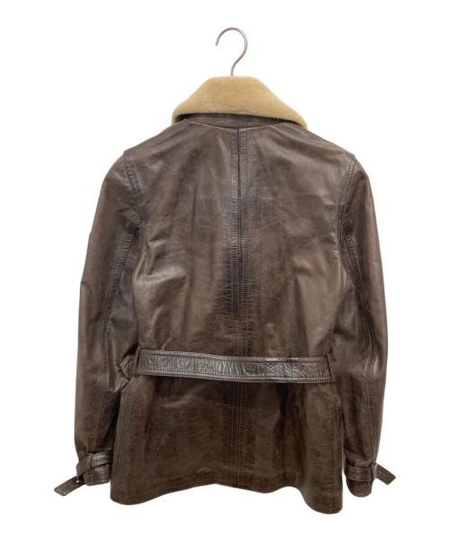 BELSTAFF（ベルスタッフ）BELSTAFF (ベルスタッフ) ムートン襟付きレザージャケット ブラウン サイズ:42の古着・服飾アイテム