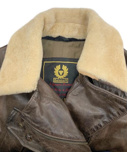 BELSTAFF（ベルスタッフ）BELSTAFF (ベルスタッフ) ムートン襟付きレザージャケット ブラウン サイズ:42の古着・服飾アイテム