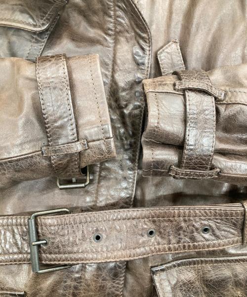 BELSTAFF（ベルスタッフ）BELSTAFF (ベルスタッフ) ムートン襟付きレザージャケット ブラウン サイズ:42の古着・服飾アイテム