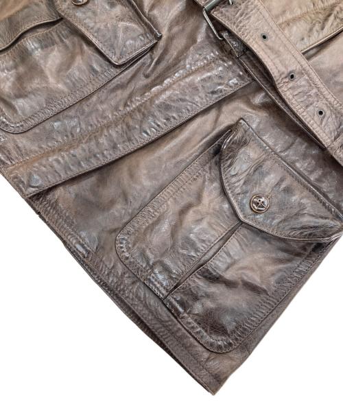 BELSTAFF（ベルスタッフ）BELSTAFF (ベルスタッフ) ムートン襟付きレザージャケット ブラウン サイズ:42の古着・服飾アイテム