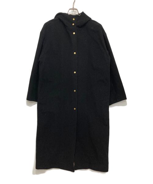 YORI（ヨリ）YORI (ヨリ) ライトウールフーデッドコート ブラック サイズ:38の古着・服飾アイテム