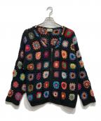 Mcmachan Woolenマクマーンウーレン）の古着「クロシェニットカーディガン」｜ブラック