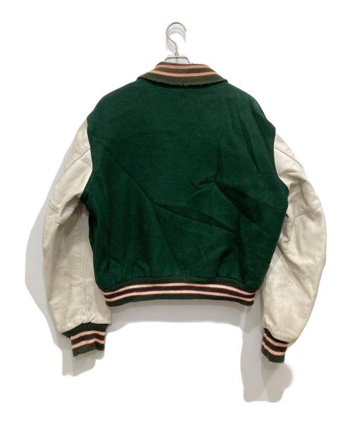 Golden Bear（ゴールデンベア）Golden Bear (ゴールデンベア) 80～90'sレザー切替スタジャン グリーン サイズ:XLの古着・服飾アイテム