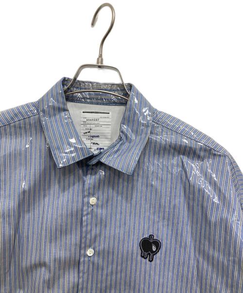 SHAREEF（シャリーフ）SHAREEF (シャリーフ) LAMINATE STRIPE L/S SHIRTS ブルー サイズ:1の古着・服飾アイテム