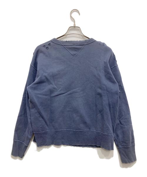STUDIO D'ARTISAN（ステュディオダルチザン）STUDIO D'ARTISAN (ステュディオダルチザン) 両Vガゼットダメージスウェット ブルー サイズ:Lの古着・服飾アイテム