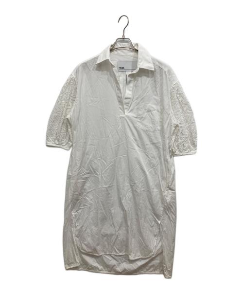 ticca（ティッカ）TICCA (ティッカ) レースパフスリーブシャツワンピース ホワイト サイズ:FREEの古着・服飾アイテム