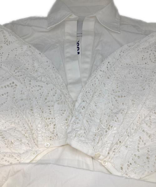 ticca（ティッカ）TICCA (ティッカ) レースパフスリーブシャツワンピース ホワイト サイズ:FREEの古着・服飾アイテム