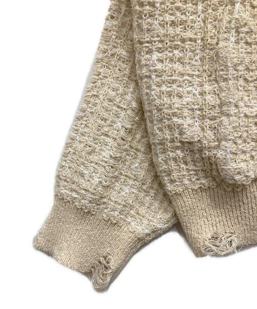 GIDEAL（ジディール）GIDEAL (ジディール) clash lamé tweed knit cardigan アイボリー サイズ:3の古着・服飾アイテム