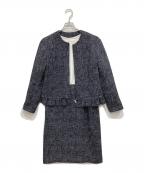 Reneルネ）の古着「ツイードジャケット＆ワンピースセット」｜ホワイト×ネイビー