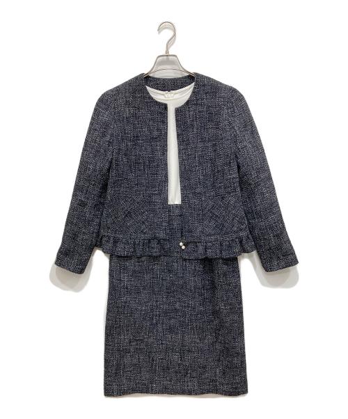 Rene（ルネ）Rene (ルネ) ツイードジャケット＆ワンピースセット ホワイト×ネイビー サイズ:38の古着・服飾アイテム