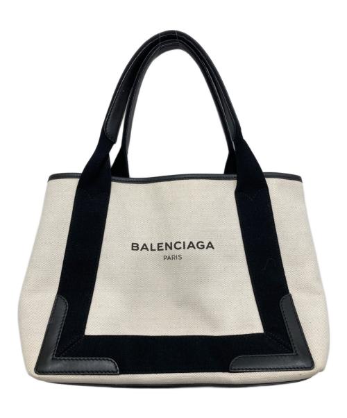 BALENCIAGA（バレンシアガ）BALENCIAGA (バレンシアガ) ネイビーカバスSキャンバストートバッグ ベージュの古着・服飾アイテム