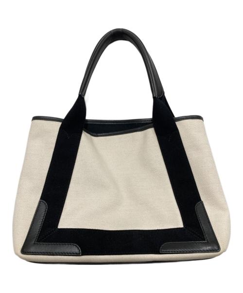 BALENCIAGA（バレンシアガ）BALENCIAGA (バレンシアガ) ネイビーカバスSキャンバストートバッグ ベージュの古着・服飾アイテム