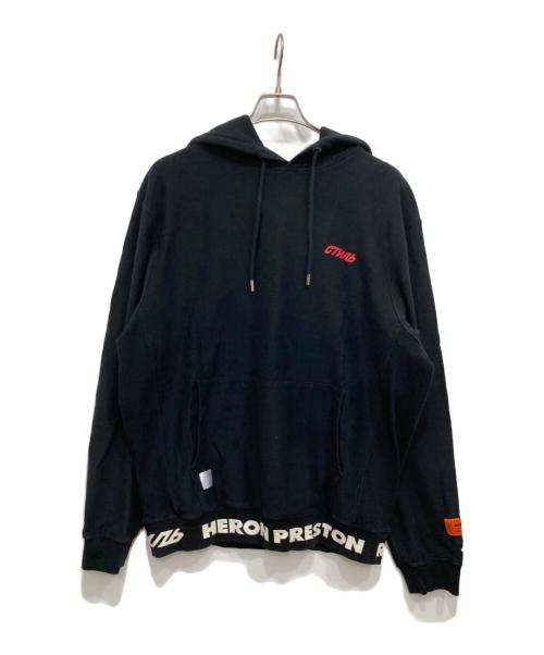 HERON PRESTON（ヘロンプレストン）HERON PRESTON (ヘロンプレストン) リブロゴプルオーバーパーカー ブラック サイズ:Mの古着・服飾アイテム
