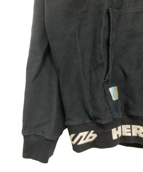 HERON PRESTON（ヘロンプレストン）HERON PRESTON (ヘロンプレストン) リブロゴプルオーバーパーカー ブラック サイズ:Mの古着・服飾アイテム