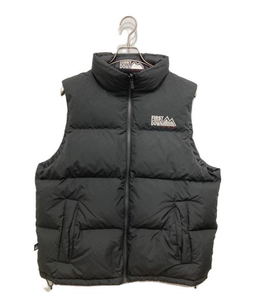 FIRST DOWN（ファーストダウン）FIRST DOWN (ファーストダウン) BUBBLE DOWN VEST MICROFT ブラック サイズ:Lの古着・服飾アイテム