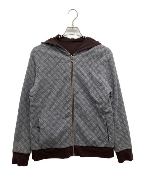BURBERRY BLACK LABEL（バーバリーブラックレーベル）BURBERRY BLACK LABEL (バーバリーブラックレーベル) リバーシブルジップパーカー ブラウン×グレー サイズ:3の古着・服飾アイテム