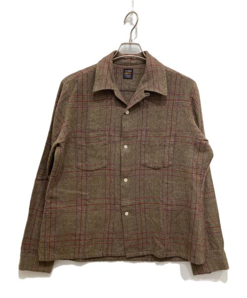 VAN HEUSEN（ヴァンヒューセン/バンヒューゼン）VAN HEUSEN (ヴァンヒューセン/バンヒューゼン) オープンカラーシャツ ブラウン サイズ:Mの古着・服飾アイテム