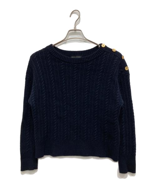 23区（ニジュウサンク）23区 (ニジュウサンク) 金ボタン ケーブルニット ネイビー サイズ:44の古着・服飾アイテム