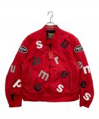 VANSON×SUPREMEバンソン×シュプリーム）の古着「LEATHERS LETTERS CORDURA JACKET」｜レッド