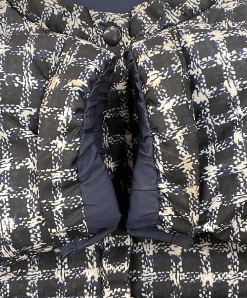 LINTON（リントン）LINTON (リントン) ノーカラー中綿ジャケット ネイビー×ホワイト サイズ:Mの古着・服飾アイテム