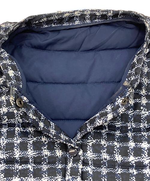 LINTON（リントン）LINTON (リントン) ノーカラー中綿ジャケット ネイビー×ホワイト サイズ:Mの古着・服飾アイテム