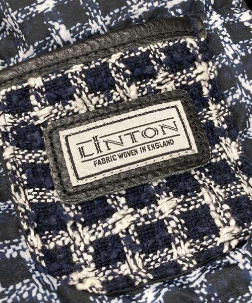 LINTON（リントン）LINTON (リントン) ノーカラー中綿ジャケット ネイビー×ホワイト サイズ:Mの古着・服飾アイテム