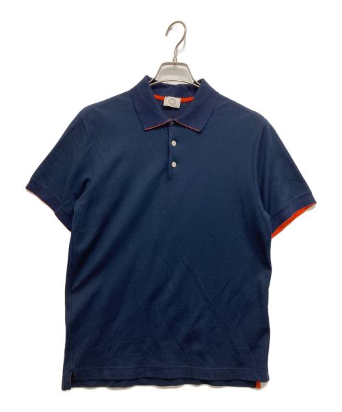 HERMES（エルメス）HERMES (エルメス) セリエボタンポロシャツ ネイビー×オレンジ サイズ:Lの古着・服飾アイテム