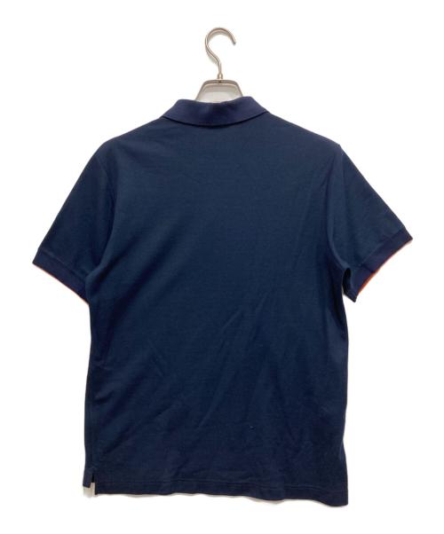 HERMES（エルメス）HERMES (エルメス) セリエボタンポロシャツ ネイビー×オレンジ サイズ:Lの古着・服飾アイテム