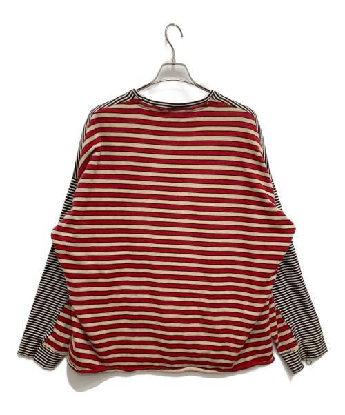 kooi（コーイ）KOOI (コーイ) ボーダーカットソー レッド×ベージュ サイズ:2の古着・服飾アイテム