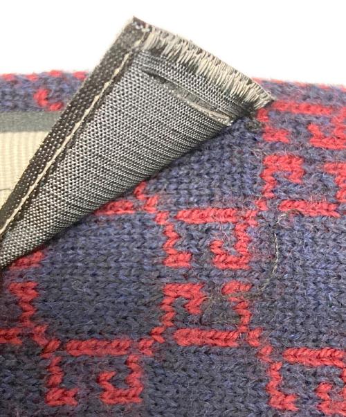 GUCCI（グッチ）GUCCI (グッチ) GG総柄ウールマフラー レッド×ネイビーの古着・服飾アイテム