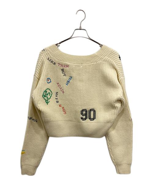 MAISON SPECIAL（メゾンスペシャル）MAISON SPECIAL (メゾンスペシャル) V-neck Embroidery Knitwear アイボリー サイズ:Fの古着・服飾アイテム