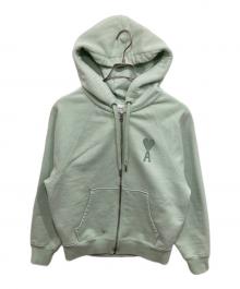 AMI Alexandre Mattiussi（アミアレクサンドルマテュッシ）の古着「ロゴ刺繍ジップパーカー」｜黄緑