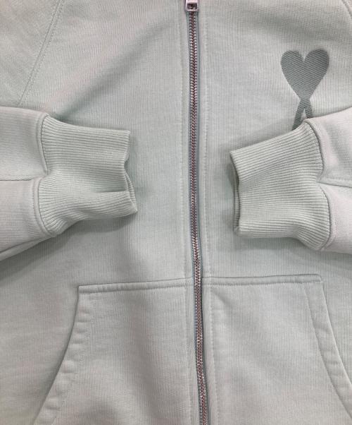 AMI Alexandre Mattiussi（アミアレクサンドルマテュッシ）AMI Alexandre Mattiussi (アミアレクサンドルマテュッシ) ロゴ刺繍ジップパーカー 黄緑 サイズ:Sの古着・服飾アイテム