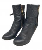 LOUIS VUITTONルイ ヴィトン）の古着「レザーアンクルブーツ」｜ネイビー