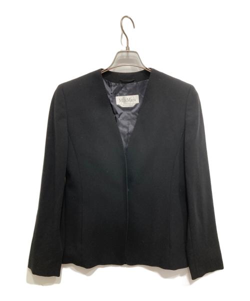 MaxMara（マックスマーラ）MaxMara (マックスマーラ) ノーカラージャケット ブラック サイズ:40の古着・服飾アイテム