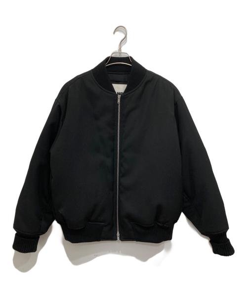 JIL SANDER（ジルサンダー）JIL SANDER (ジルサンダー) レザーエルボーパッチ中綿ジャケット ブラック サイズ:44の古着・服飾アイテム