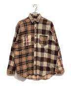 SUGAR CANE×BEAMSシュガーケーン×ビームス）の古着「チェックネルシャツ」｜ブラウン