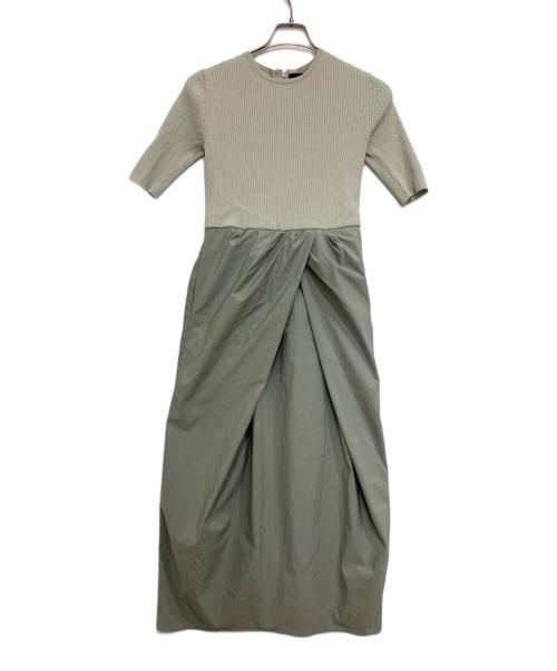 LOUNIE（ルーニー）LOUNIE (ルーニー) kanako sato (カナコ サトウ) タフタドッキングニットワンピース グリーン サイズ:Fの古着・服飾アイテム