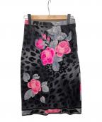 LEONARDレオナール）の古着「レオパードタイトスカート」｜ブラック