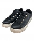 +DIANAプラスダイアナ）の古着「パールボタン付きスニーカー」｜ブラック×ホワイト