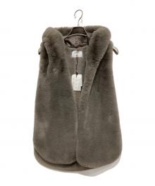 MARIED'OR（マリードール）の古着「フード付きエコファーロングベスト」｜グレー