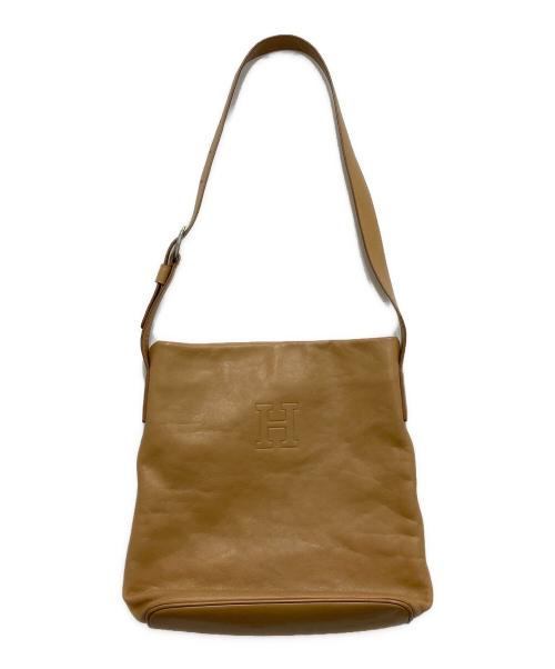 HIROFU（ヒロフ）HIROFU (ヒロフ) レザーショルダーバッグ ベージュの古着・服飾アイテム