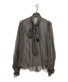 DOLCE & GABBANA（ドルチェ＆ガッバーナ）の古着「シアーボウタイブラウス」｜グレー