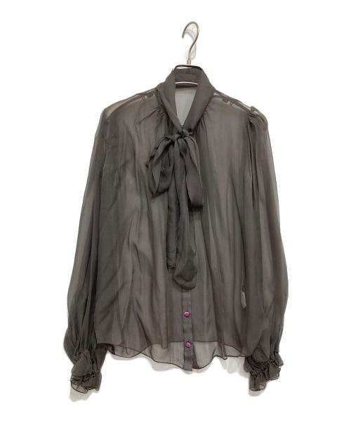 DOLCE & GABBANA（ドルチェ＆ガッバーナ）DOLCE & GABBANA (ドルチェ＆ガッバーナ) シアーボウタイブラウス グレー サイズ:40の古着・服飾アイテム
