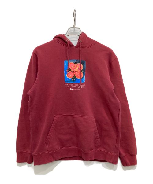 stussy（ステューシー）stussy (ステューシー) hibiscus hoodie レッド サイズ:Mの古着・服飾アイテム